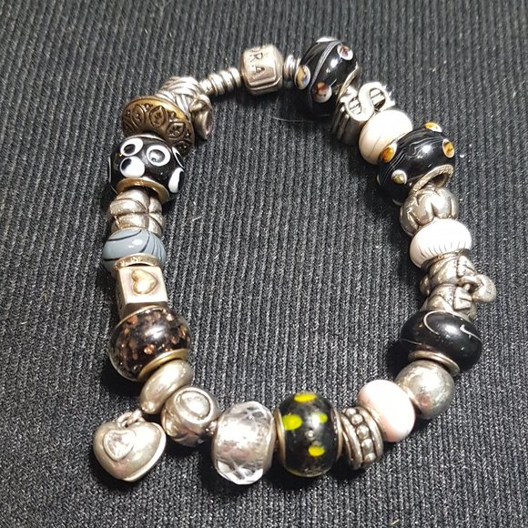 Pandora 925 Silver Charm Bracelet - 22 charms
